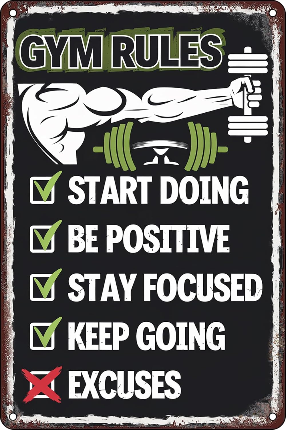 Home Gym Quotes - Tanda Logam Vintage Aturan Gym, Kutipan