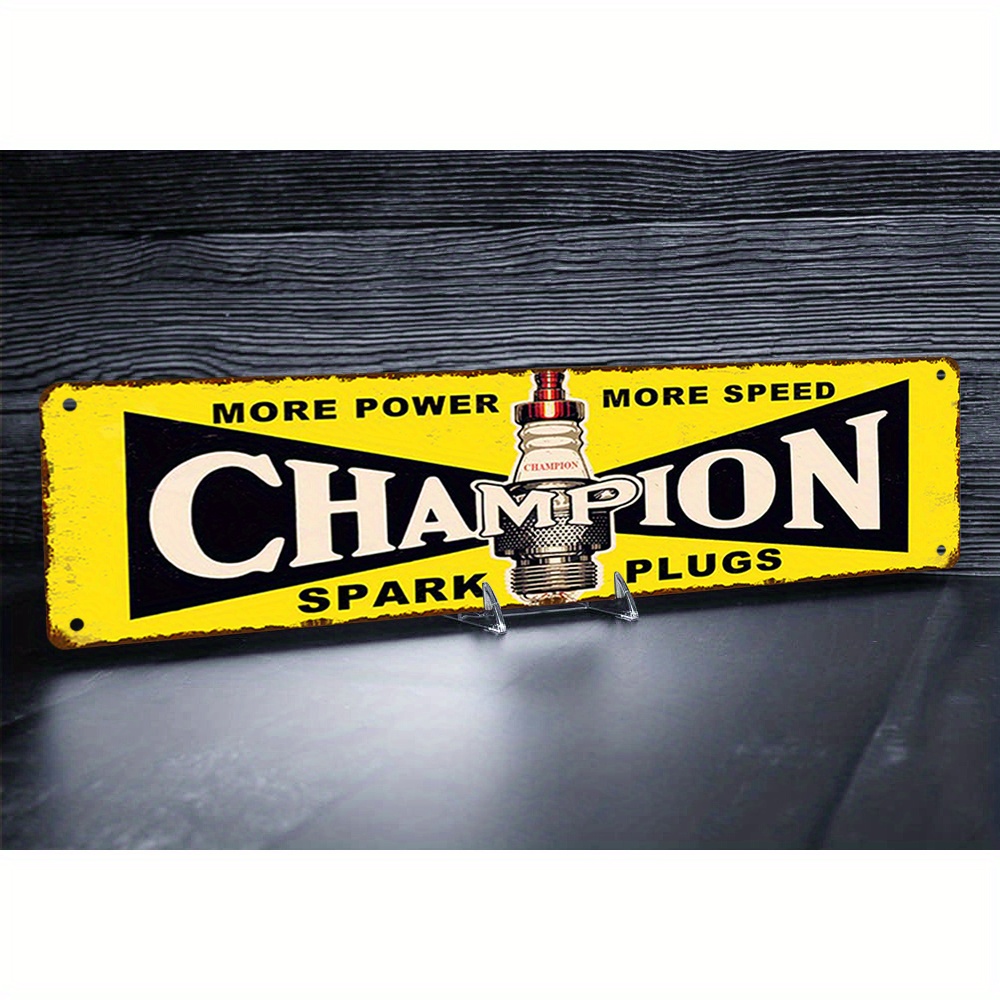 Victor Racket Jetspeed - Papan Logam Vintage Champion Spark Plugs,