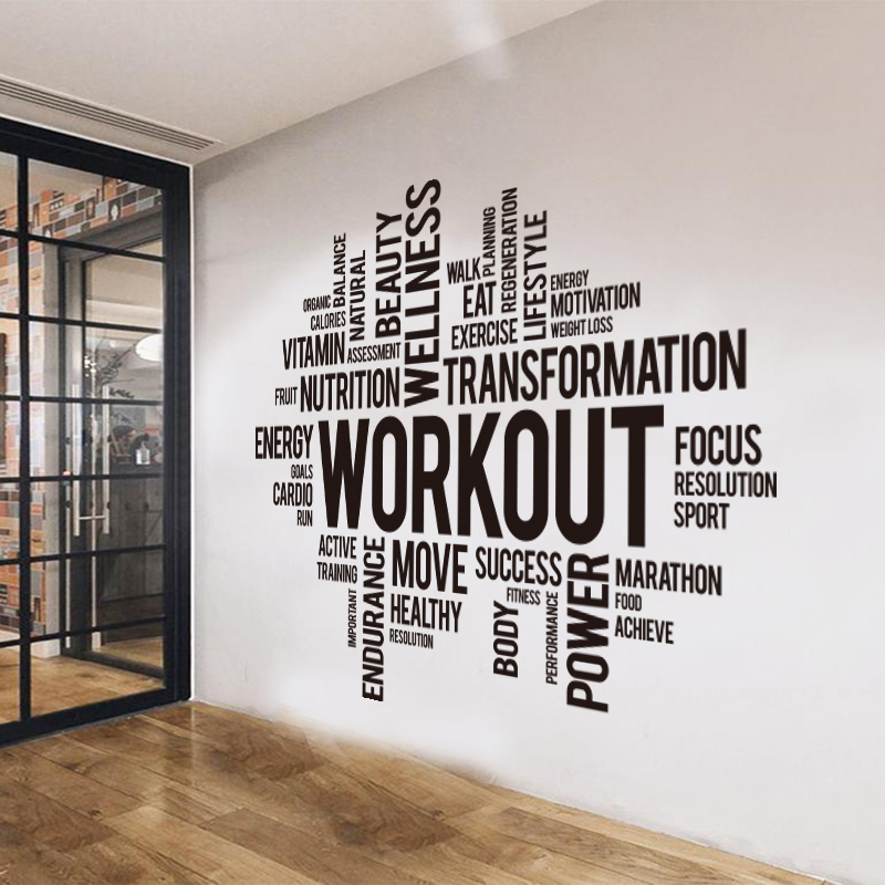 Home Gym Quotes - Stiker Dinding Awan Kata Olahraga Gym