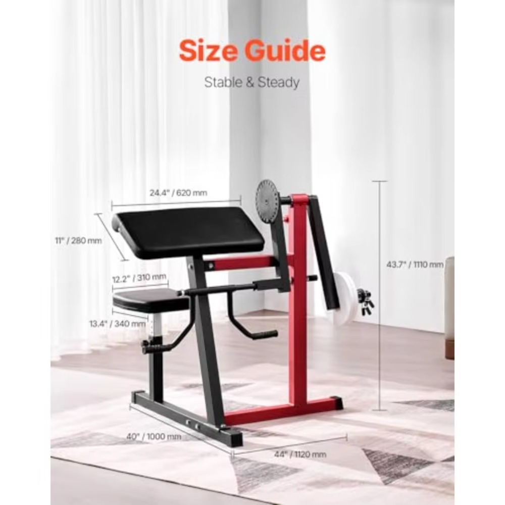 Home Gym Leg Extension Machine - Mesin Latihan Preacher Curl 2-in-1 untuk