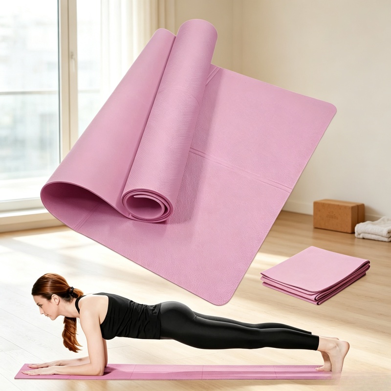 Home Gym Yoga Mat - Matras Yoga Anti-Selip Tebal 4mm, Bantal