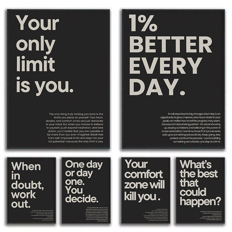 1 Buah Poster Kanvas Minimalis - Home Gym Quotes ulasan dan harga