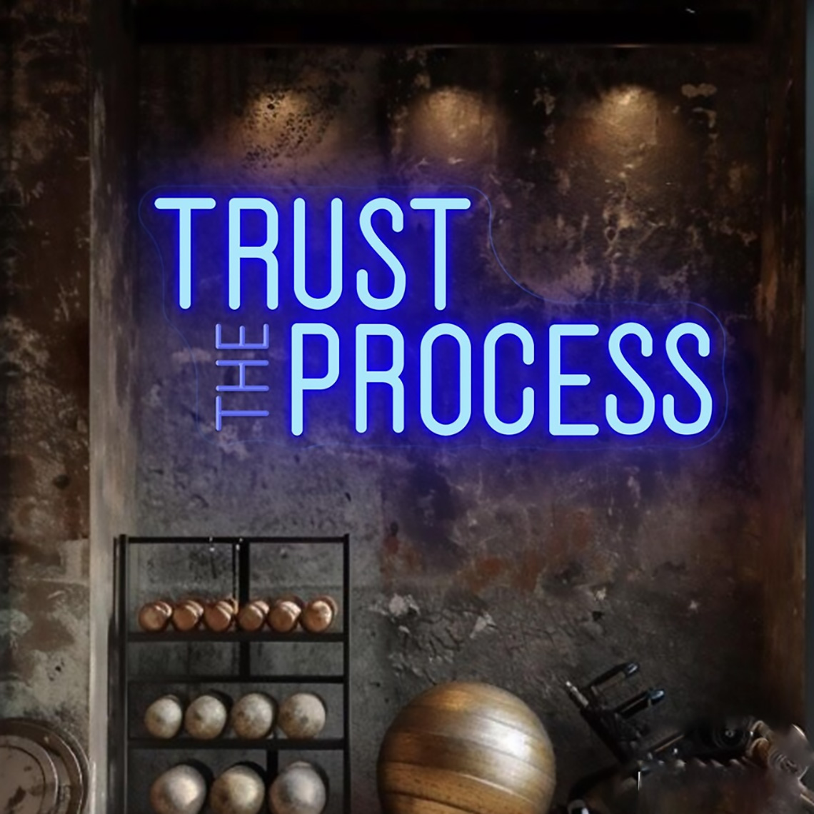 Tanda Neon Trust The Process,  - Home Gym Custom ulasan dan harga