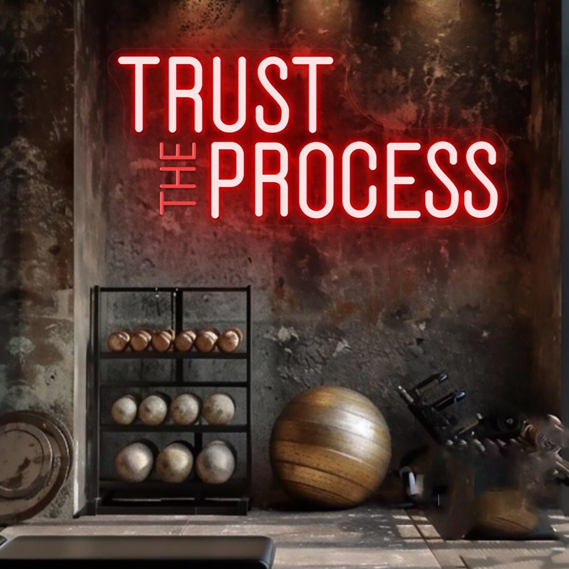 Tanda Neon Trust The Process,  - Home Gym Custom ulasan dan harga
